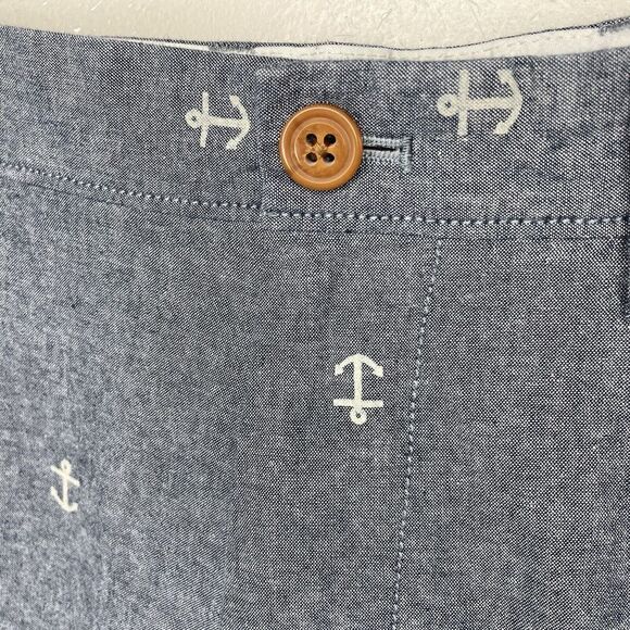 J CREW Shorts Mens 32 x 9 Blue Chambray Gramercy Chino Nautical Print Cotton - Picture 3 of 8